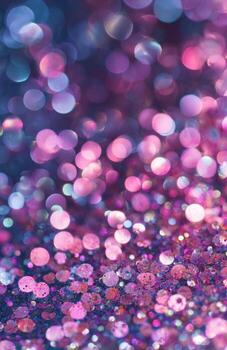 Pink and purple glitter bokeh sparkles shimmering background photo