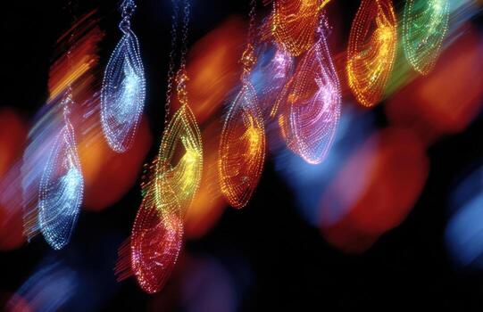 Colorful glowing abstract lights creating festive motion blur photo