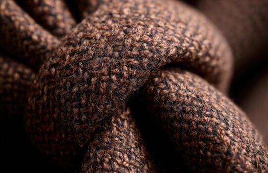 marrón de punto lana tela formando intrincado nudo textura foto