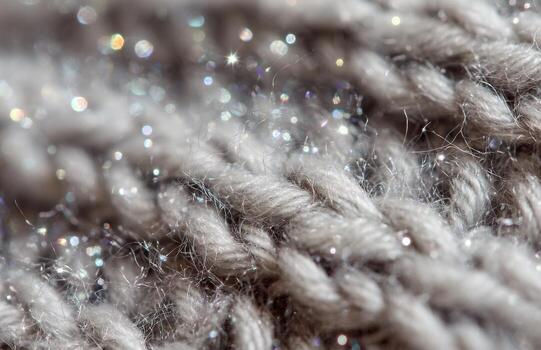 Close up of knitting wool fabric with glitter sparkles photo
