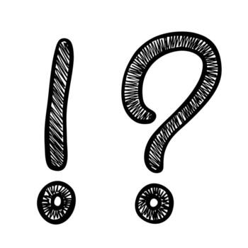 mano dibujado exclamación marca y pregunta marca clipart soltero elemento para diseño icono vector