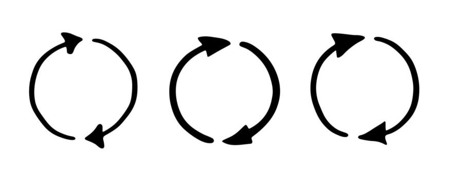 natural conservation Set of hand drawn recycle arrow icon Recycling resources symbol Reuse of materials, zero waste, green environment, saving the planet vector