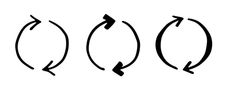 natural ecological Set of hand drawn recycle arrow icon Recycling resources symbol Reuse of materials, zero waste, green environment, saving the planet vector