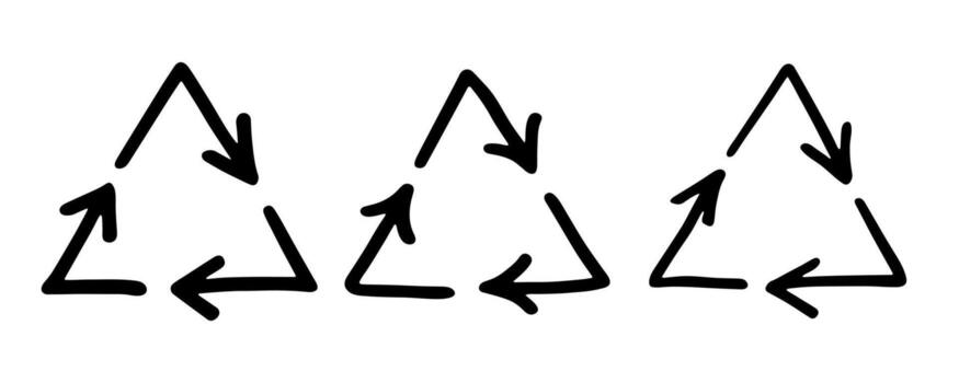 concept motion Set of hand drawn recycle arrow icon Recycling resources symbol Reuse of materials, zero waste, green environment, saving the planet vector