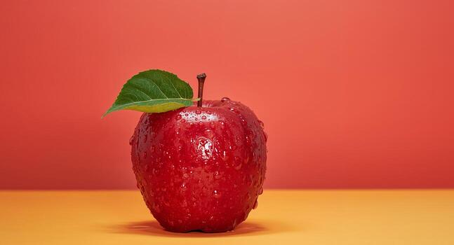 Ruby Orb, Leafy Accent. A Still Life of Texture and Color, Composed with Care. photo