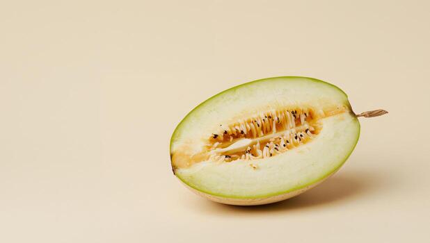 Sliced Oval Object, Exhibiting an Array of Light and Dark Seeds Juxtaposition. photo