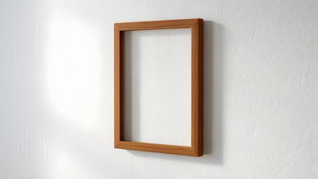 Wooden frame isolated on white background, adding a touch of rustic charm to the wall photo