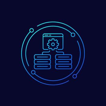 servidor administración icono, lineal diseño vector