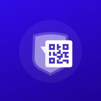 Secure qr code payment icon with shield, transparent design vector