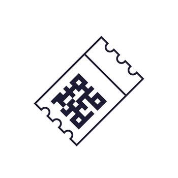 ticket with qr code icon on white vector
