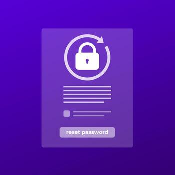 password reset form with a button, ui design vector