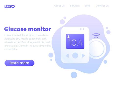 continuous glucose monitor banner design, website template vector