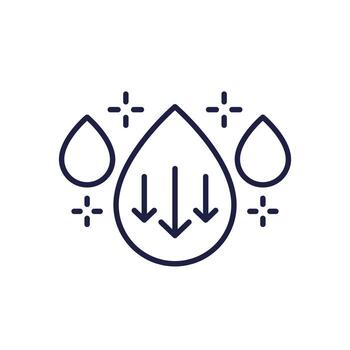 Reduce water consumption line icon, low water usage vector