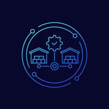 Warehouse management system icon, linear design vector