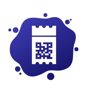 ticket icon with qr code, vector