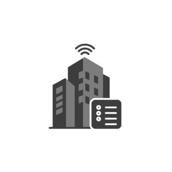 Automated smart building with a digital interface for intelligent city infrastructure vector