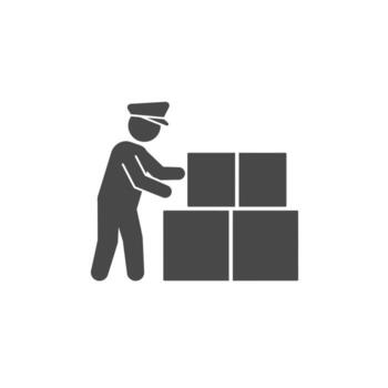 A customs officer checking a container symbolizing import export compliance and regulation vector