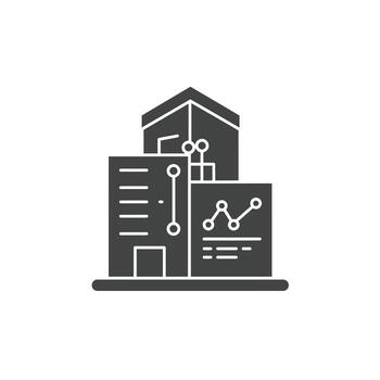 Smart building with a digital interface for automated infrastructure and architecture vector