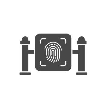 biométrico seguridad icono de un huella dactilar escáner para inteligente ciudad acceso controlar sistemas vector