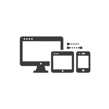Responsive web design icon showing adaptive layouts for desktop tablet and mobile screen devices vector