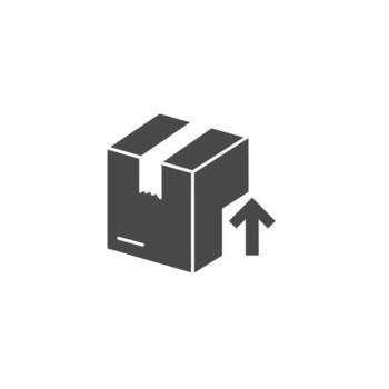 Shipping process and order fulfillment icon featuring a package with an arrow for dispatch vector