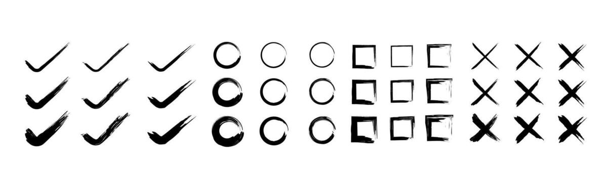 Brush Asset Elements Pack. Square, Circle, Rectangle, Cross. Perfect as a complement to Decocarsi designs. vector