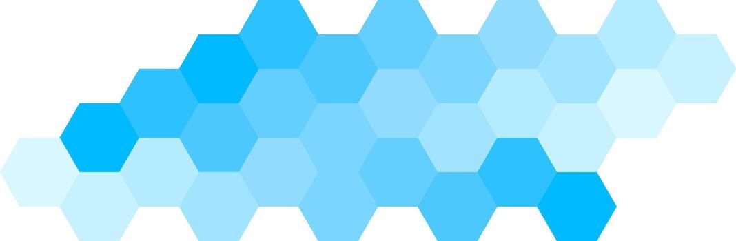 Blue hexagon shape on transparent background. Technology network background with blue hexagon grid vector