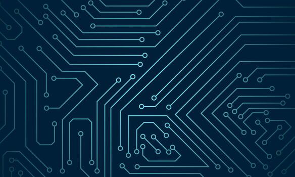 futurista digital antecedentes con conectado electrónico circuito líneas formando moderno tecnología modelo en azul vector