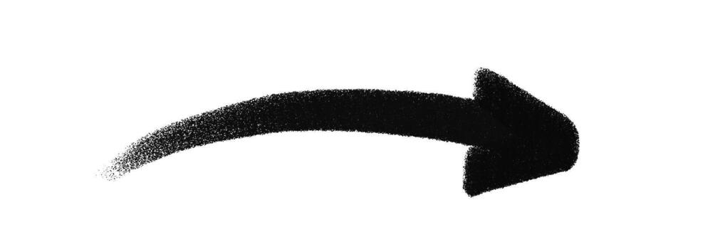 Graffiti arrow in stipple art style pointing right. Spray texture with grain shading in black and white. Abstract stipple arrow for street art, navigation, design and poster elements vector
