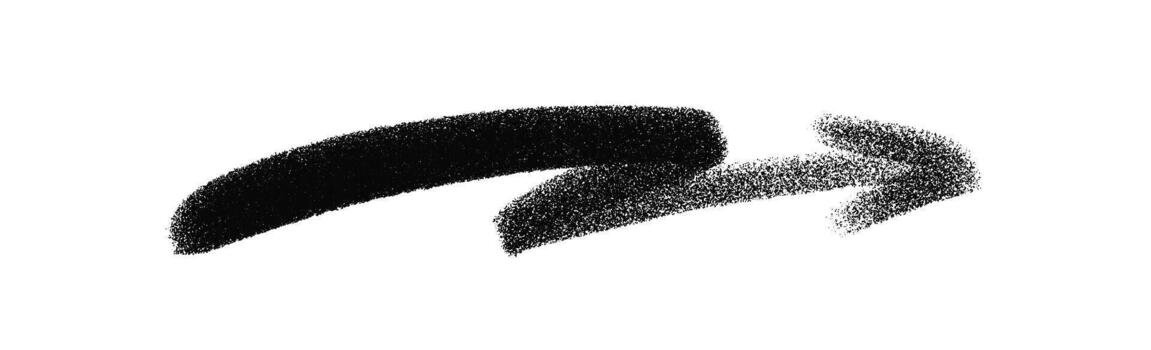 Graffiti arrow in stipple art style with curved shape. Spray texture and grain shading in black and white. graffiti arrow for street art, navigation, guide, poster and creative design vector