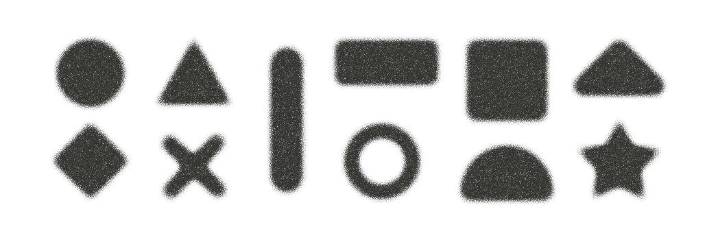 Abstract geometry with noise gradients highlights circles, triangles, and squares for clean modern visuals. Perfect for motion graphics and presentations vector