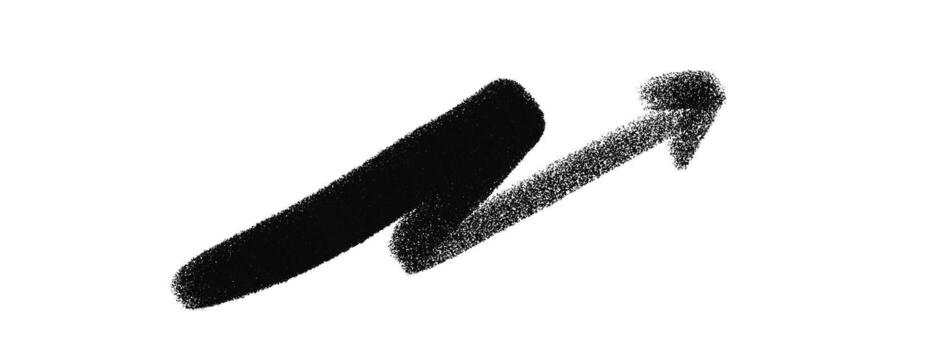 Stipple art graffiti arrow pointing upward with spray texture and grain shading. Abstract arrow in black and white. Graffiti arrow for street art, navigation, success, growth and digital design vector