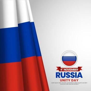 Russia flag for unity day square banner background with realistic flag vector
