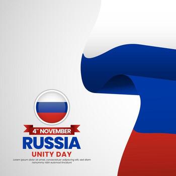 Russia flag for unity day square background with realistic flag vector