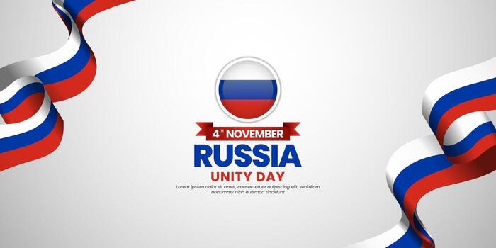 Rusia unidad día bandera 4to noviembre diseño elemento con ondulación cinta bandera vector
