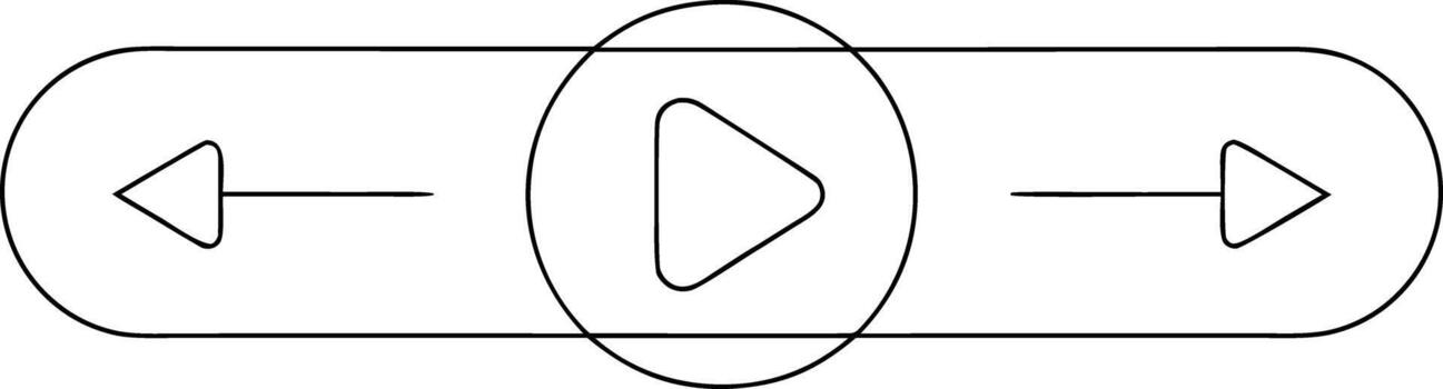 Black outline play button with left and right arrows vector