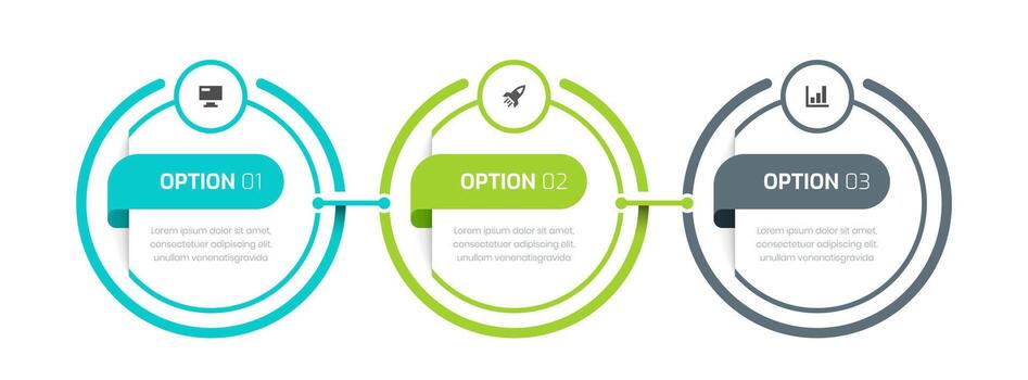 negocio infografía modelo diseño con línea, icono y 3 opciones para presentación vector