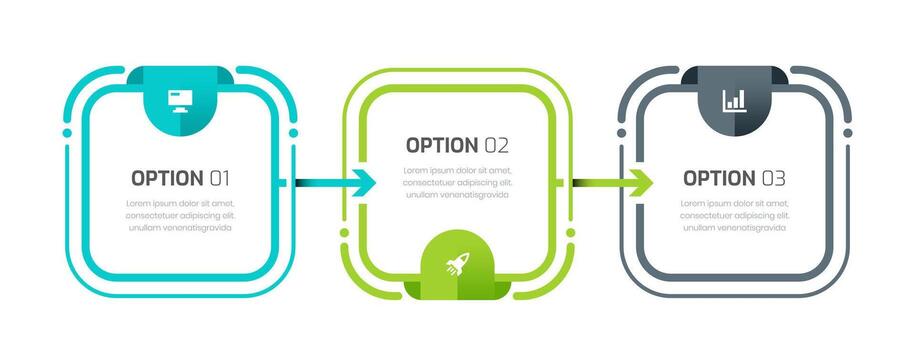 Business Infographic Template with Round Rectangle Lines, Icon and 3 Options. Suitable for Presentation vector