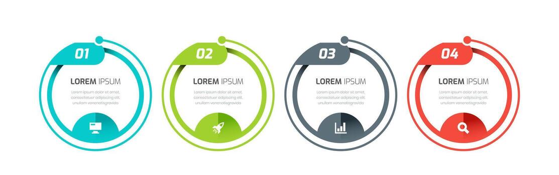 Business Infographic with Circle Line, Icon and 4 Numbers. Suitable for Presentations, Workflow Layout. vector