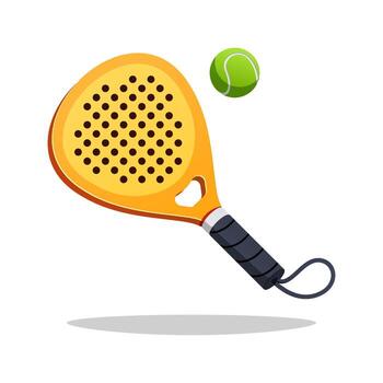 paleta raqueta con un pelota aislado en blanco antecedentes. vector