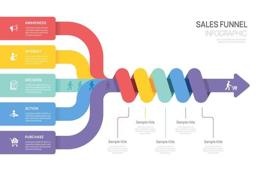 Sales funnel Infographic diagram template for business. Timeline 5 steps Tunnel, presentation infographics. vector