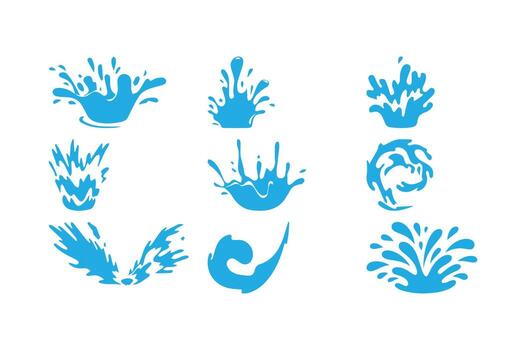 Dynamic Water Splash Icons Set design vector
