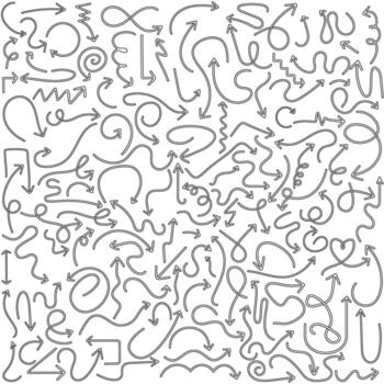 Hand drawn arrow icon set. Direction illustration sign collection, Handmade. Pointer symbol or logo. Web icons. vector