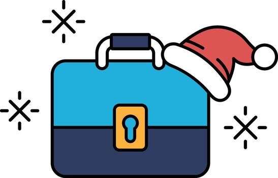 A suitcase with a hat on top of it vector