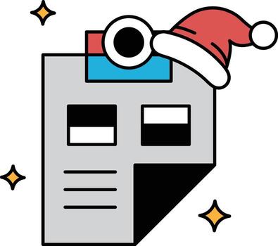 A black and white image of a piece of paper with a hat on top of it vector