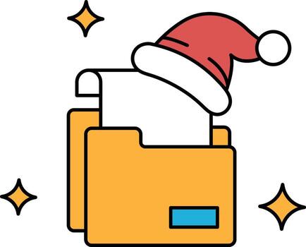 A file folder with a hat on top of it vector