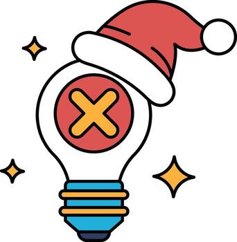 A light bulb with a hat on top and an X on it vector