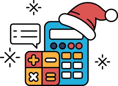 A calculator with a hat on top of it vector