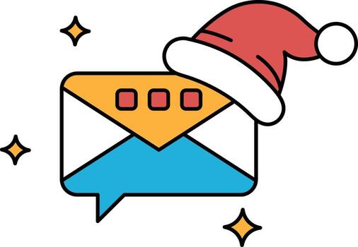 A black and white image of a hat on top of an envelope with a message inside vector