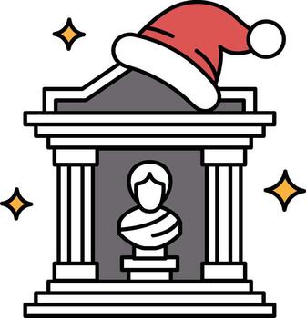 A statue of a man is in front of a building with a hat on top of it vector